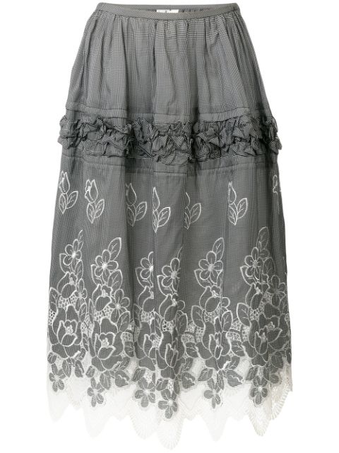 Comme Des Garcons floral embroidery skirt Women