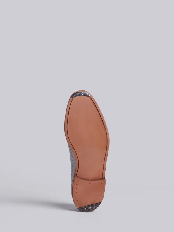Tennis Collection Classic Longwing Brogue With Leather Sole In Fine Kid Suede