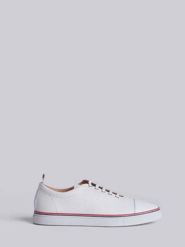 Tennis Collection Straight Toe Cap Trainer In Pebble Grain & Calf Leather