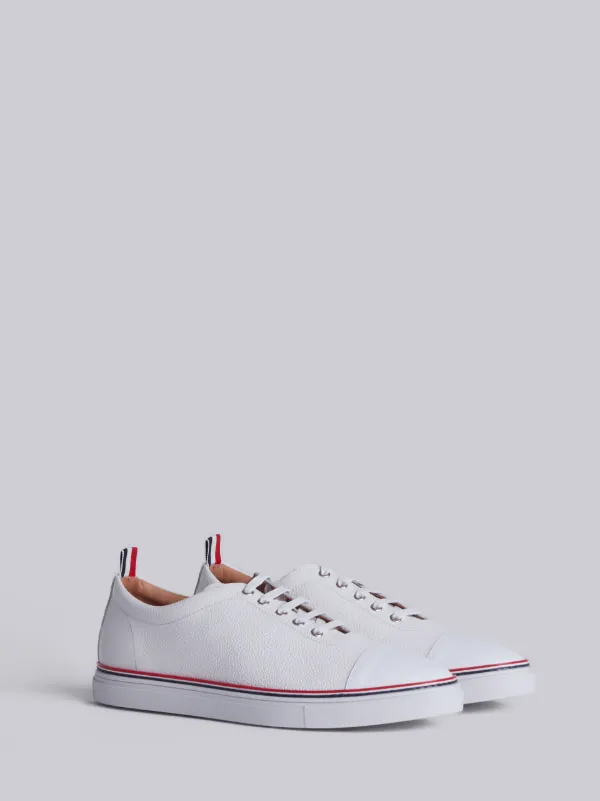 Tennis Collection Straight Toe Cap Trainer In Pebble Grain & Calf Leather