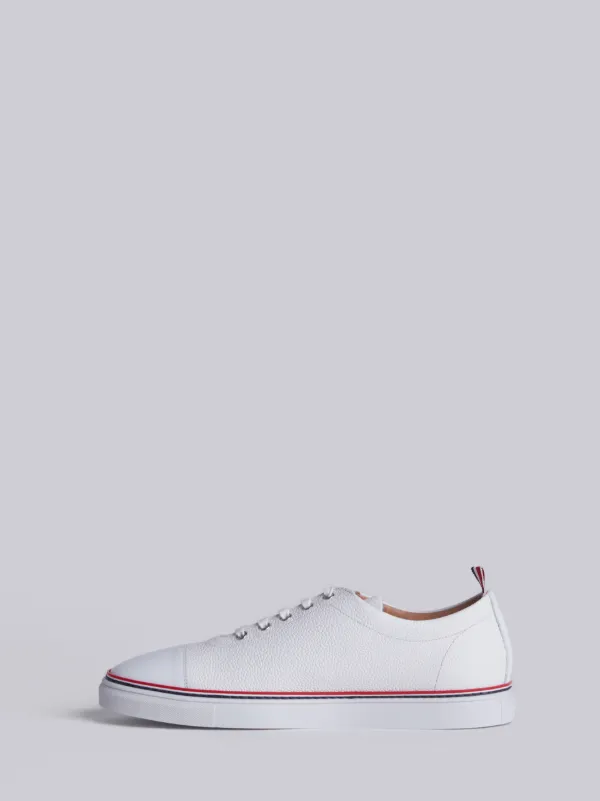 Tennis Collection Straight Toe Cap Trainer In Pebble Grain & Calf Leather