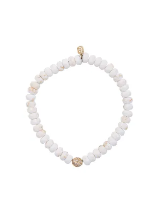 Sydney Evan White Turquoise Beaded Bracelet With Diamond Ball Charm Sydney Evan White Turquoise Beaded Bracelet With Diamond Ball Charm