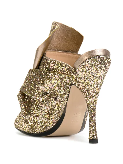 glitter flat mules