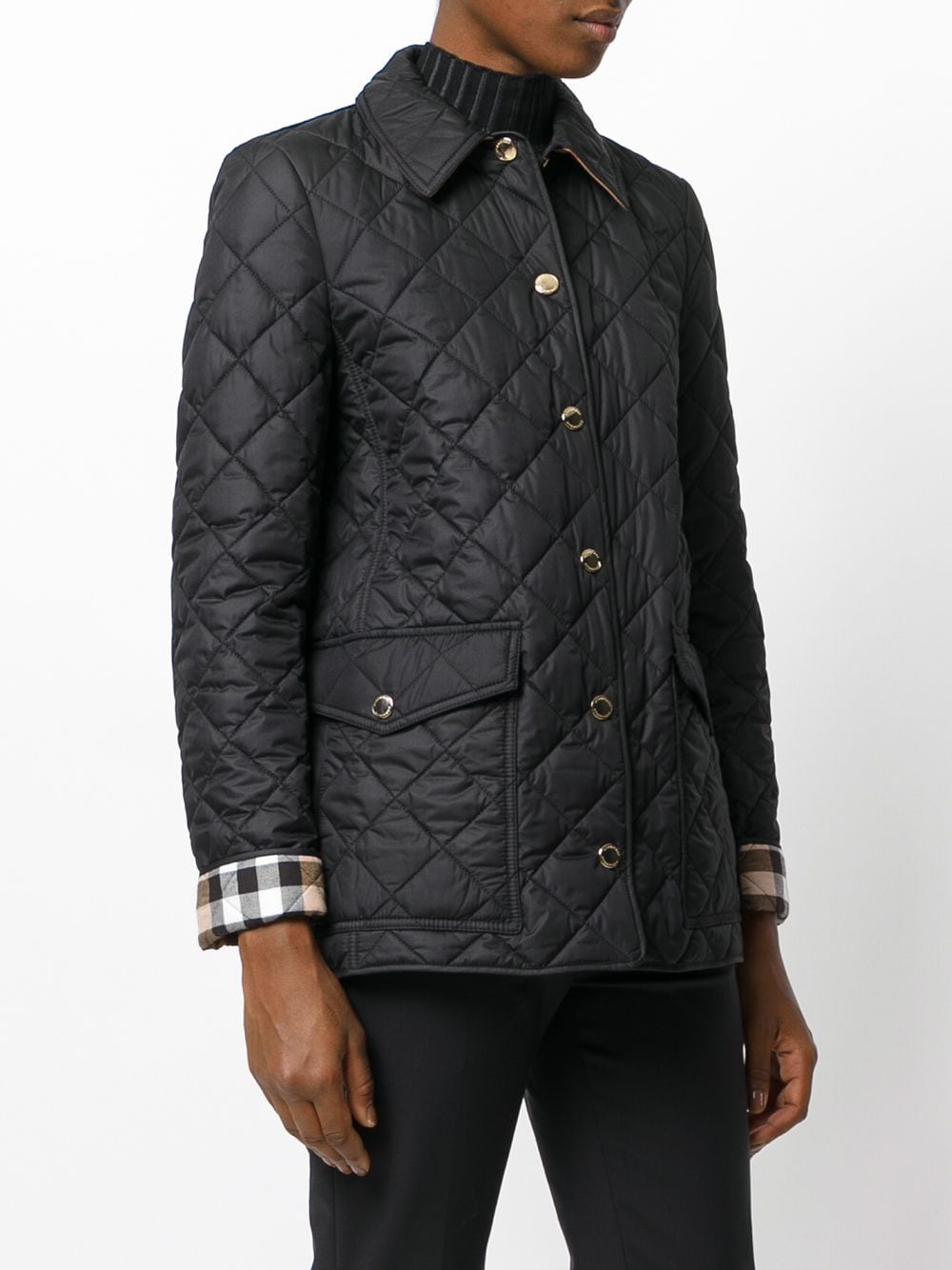 burberry check detail diamond quilted jacket