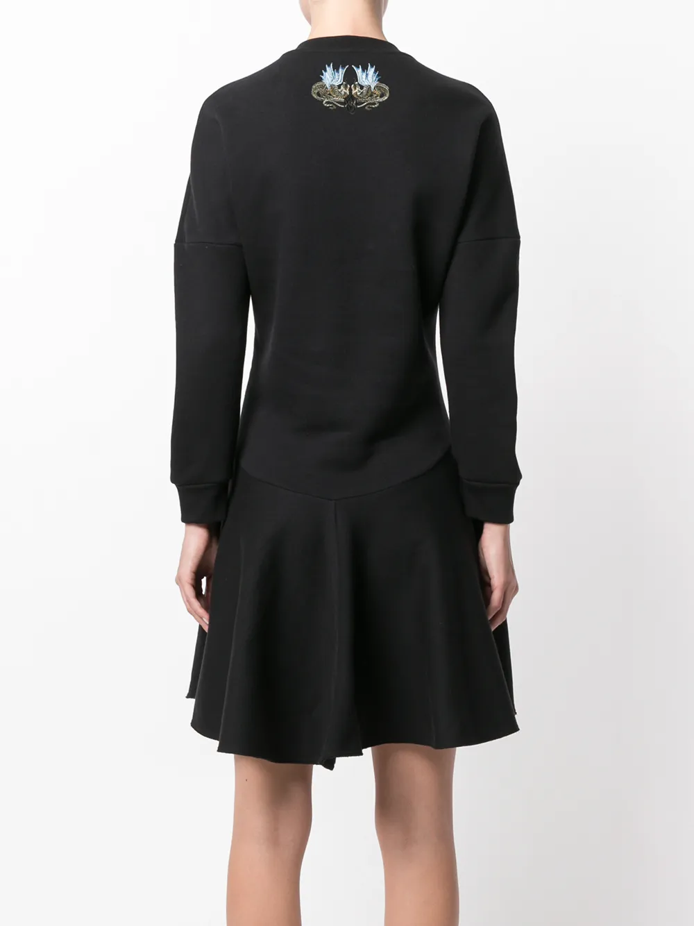 Alexander Mcqueen Dragon Patch Flared Dress In Black
