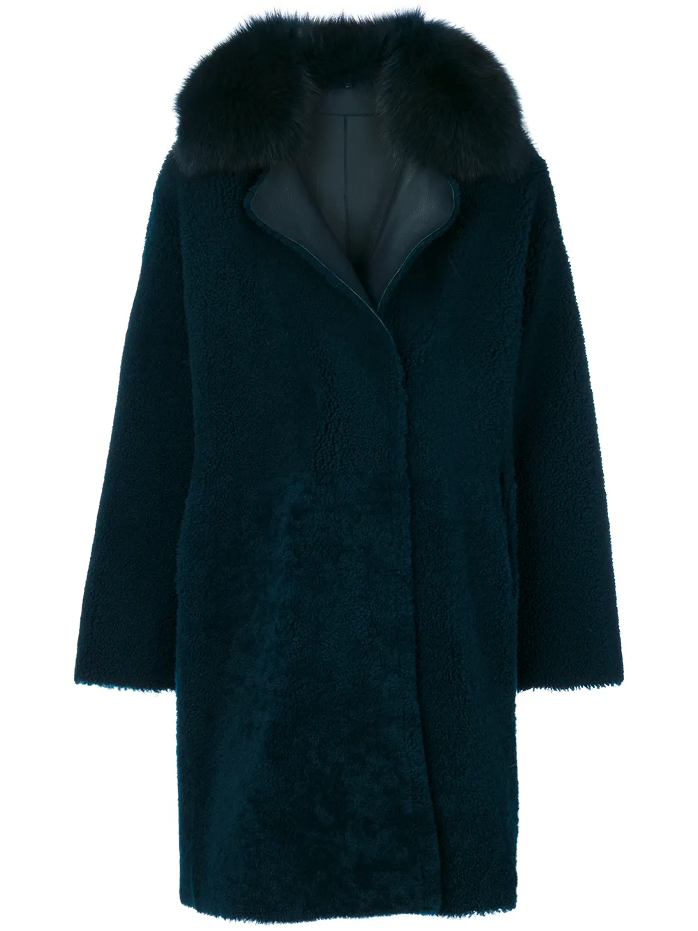 Guy Laroche Cappotto vintage con colletto di pelliccia - Blu