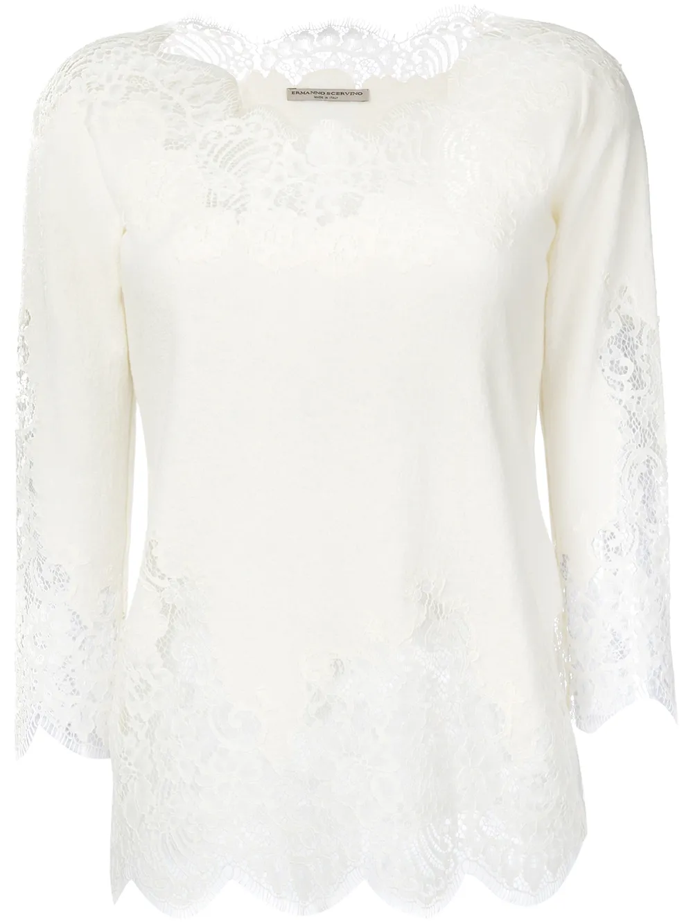 Ermanno Scervino Lace Insert Blouse $890 - Buy AW17 Online - Fast Delivery, Price