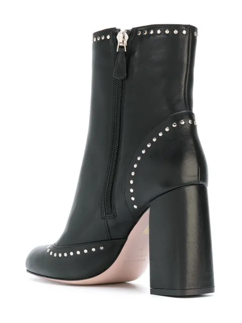 red chunky heel boot