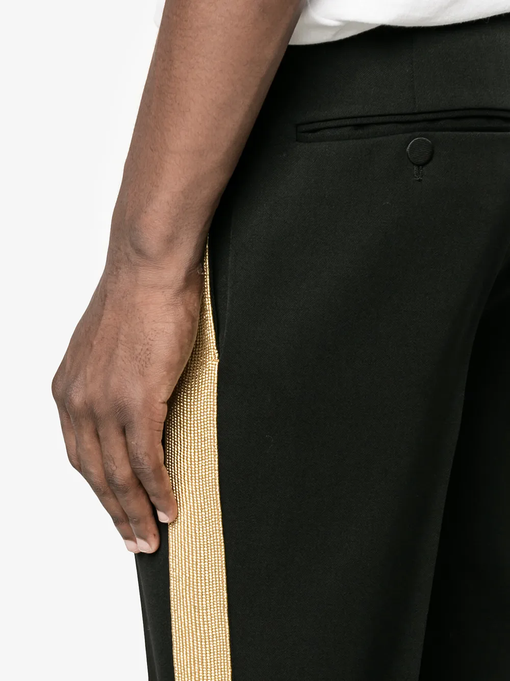 black trousers gold stripe