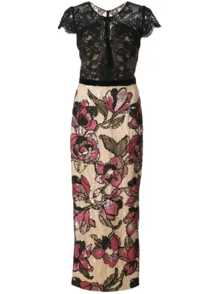 sequined lace column gown