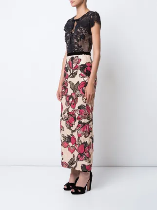 sequined lace column gown