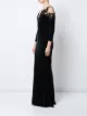 Marchesa Notte cold-shoulder velvet gown