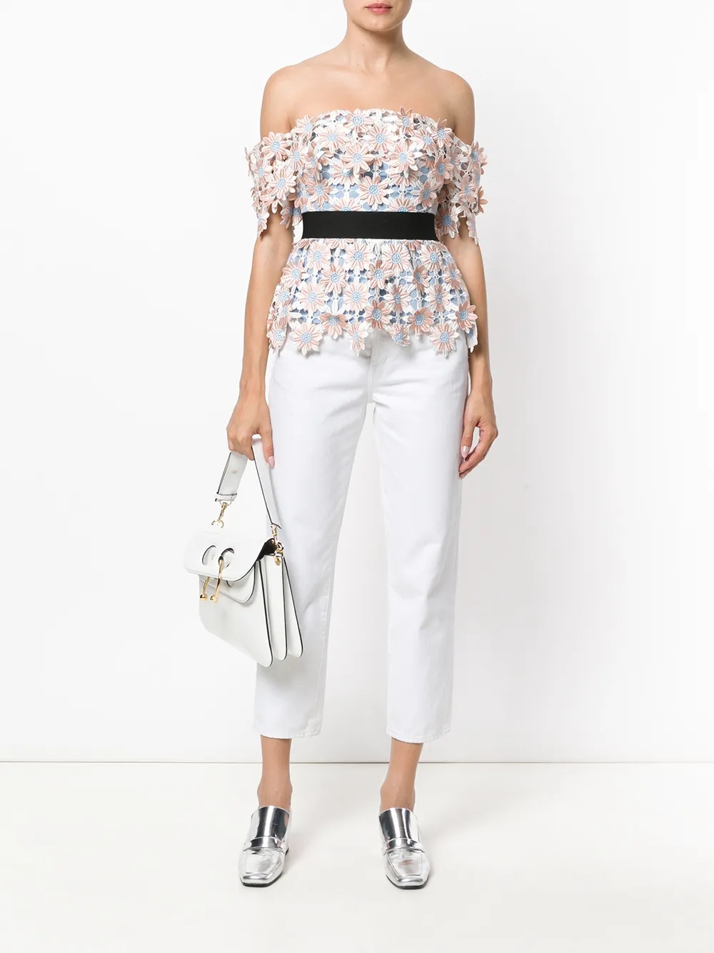 Self-Portrait blouse zonder schouder - Roze