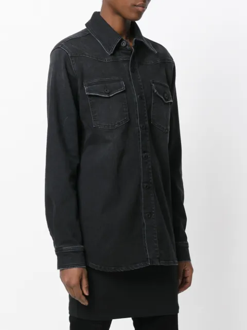 Selfmade give a fuck denim shirt white cabinet noir
