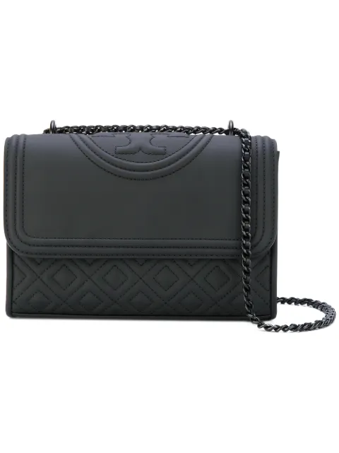 Click to view more detailed imagery on our partner's website Tory Burch Small Fleming Leather Convertible Shoulder Bag - Black