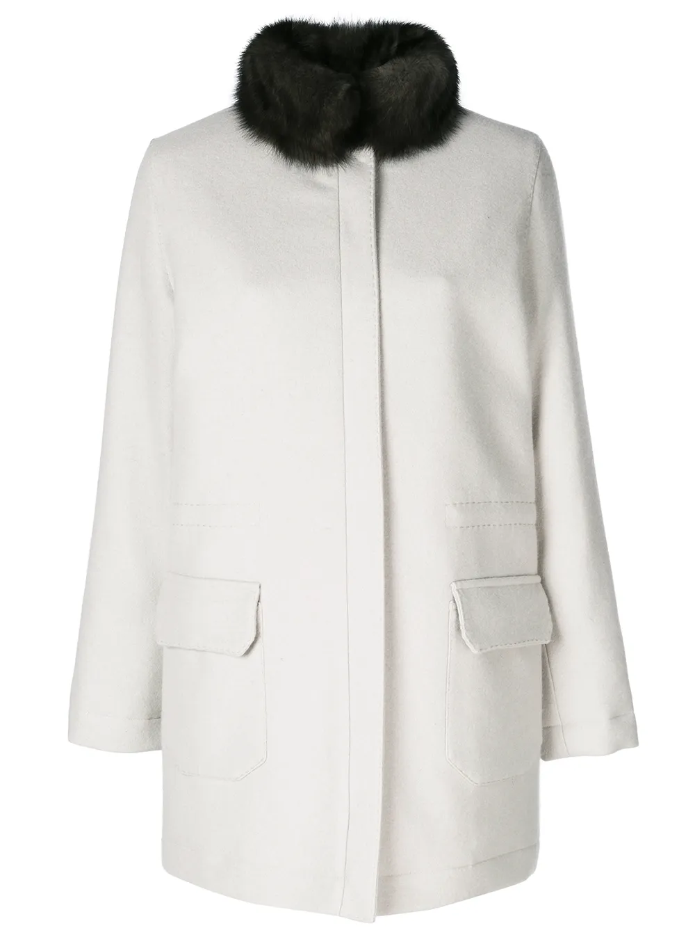 Manzoni 24 Cappotto con collo in zibellino - Toni neutri