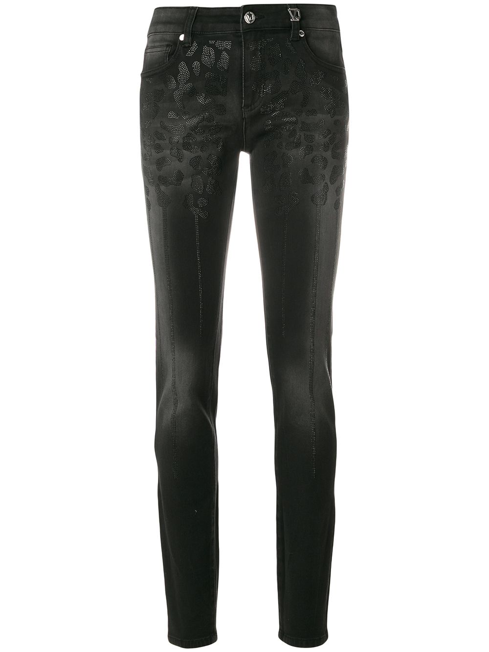 фото Versace jeans couture облегающие джинсы с леопардовым узором из стразов