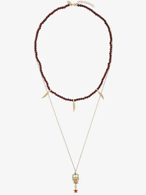 Iosselliani Puro Satyr red agate double necklace