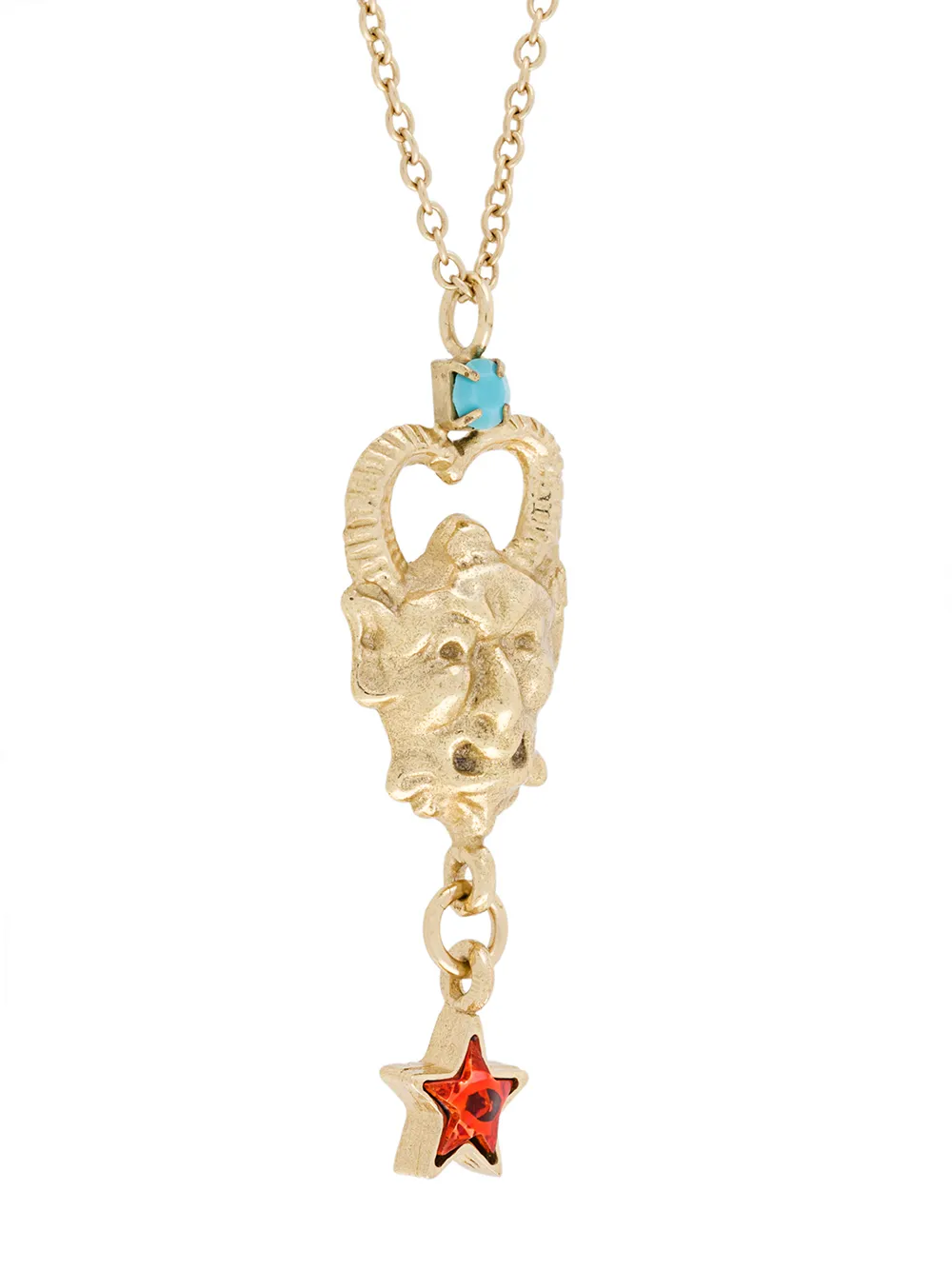  Iosselliani Vergoldete, Doppelreihige 'puro Satyr' Sterlingsilberhalskette Mit Roten Achaten Und Satyrkopf Anhänger   Metallic 