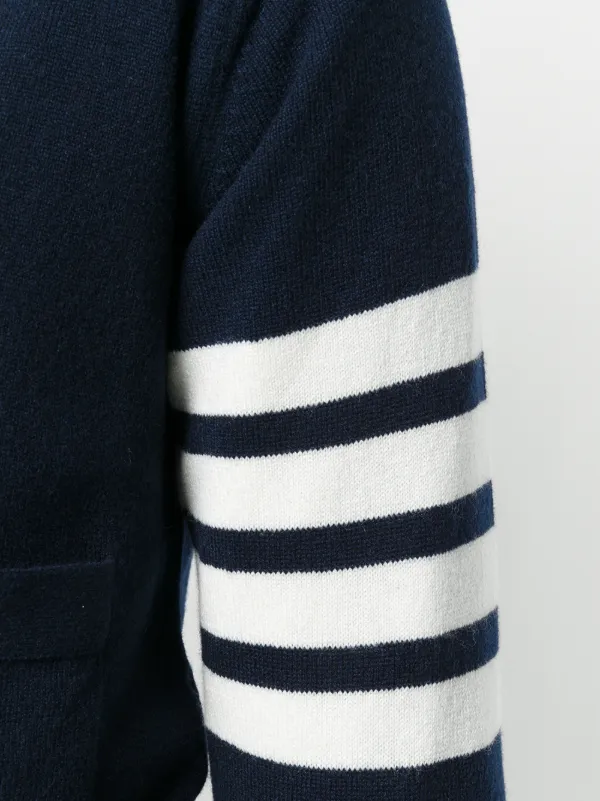 Thom Browne ショート Vネック カーディガン 4BAR ストライプ ネイビー