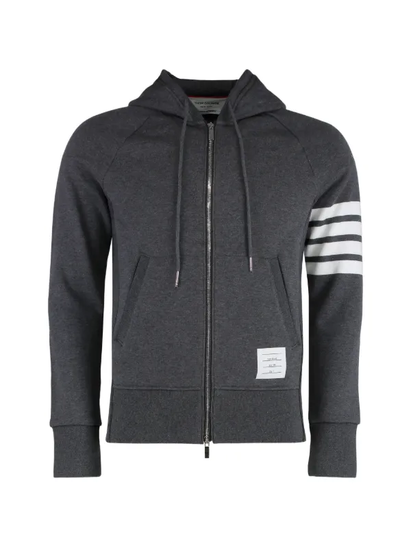 Thom Browne Classic Loopback 4-Bar zip-up Hoodie | Grey | FARFETCH