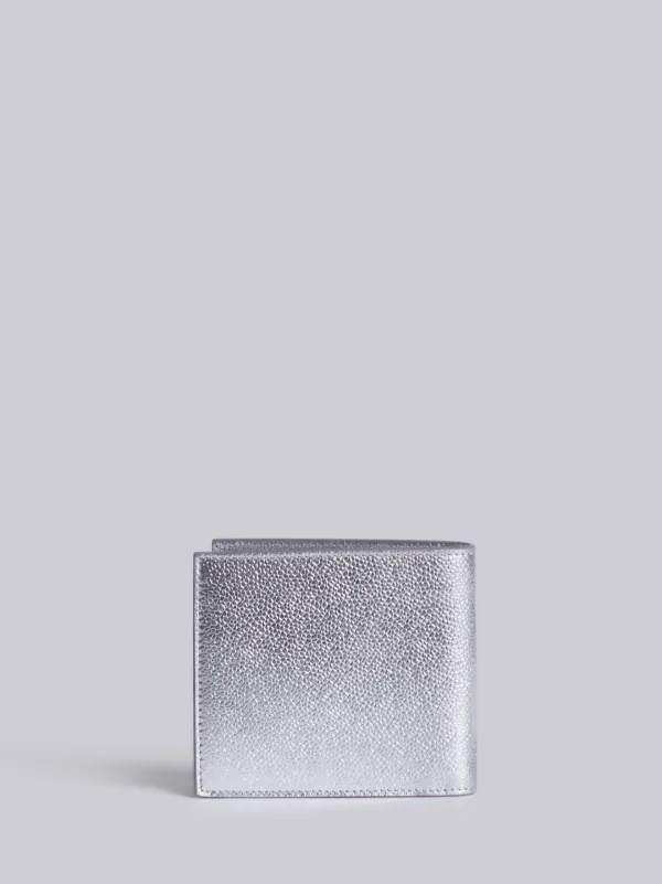 Billfold With Red, White And Blue Diagonal Stripe In Silver Leather