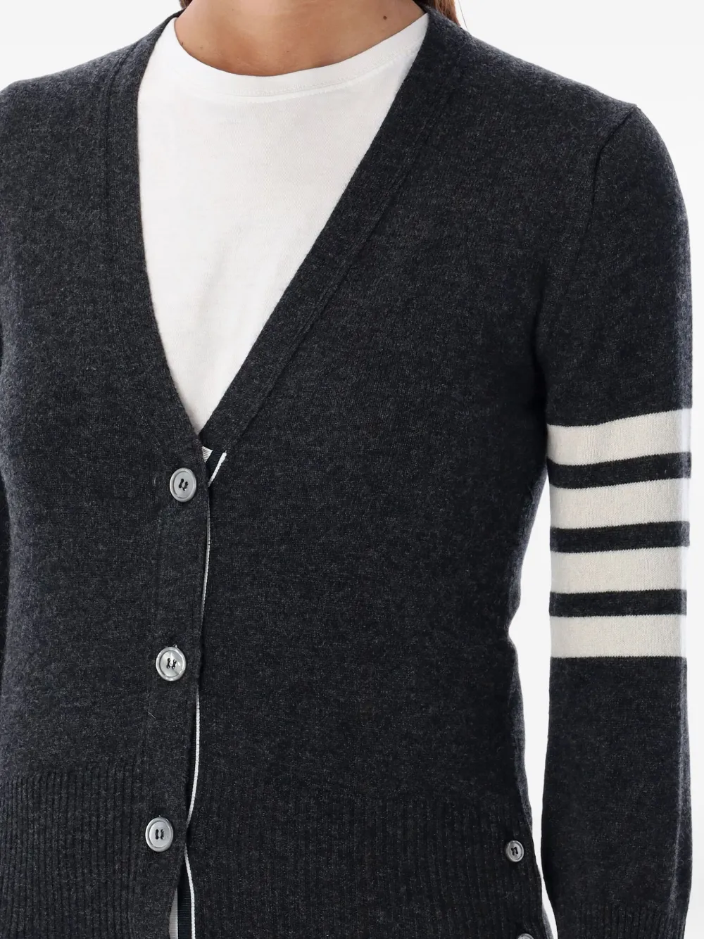  Thom Browne Cardigan Mit Logo Streifen   Grau 