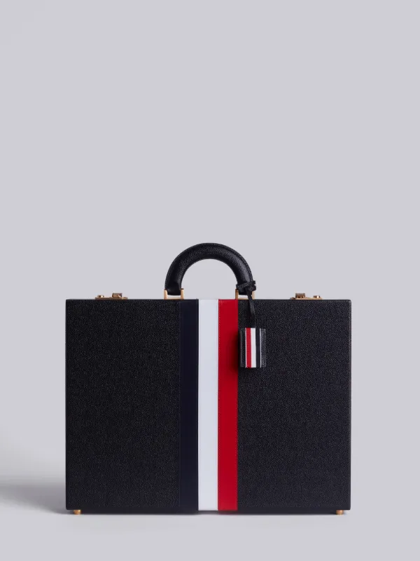 Attache Case With Red, White And Blue Calf Stripe In Pebble Grain