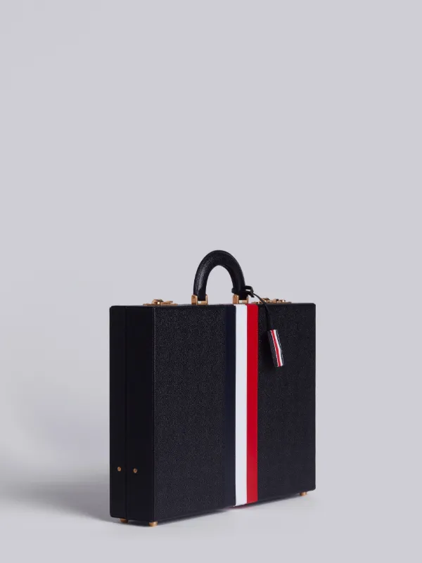 Attache Case With Red, White And Blue Calf Stripe In Pebble Grain