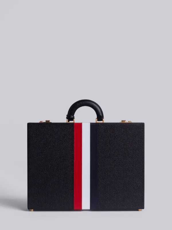 Attache Case With Red, White And Blue Calf Stripe In Pebble Grain