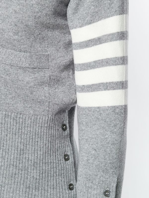 Thom Browne Short V-Neck Cardigan With 4-Bar Stripe In Light Grey Cashmere  - Farfetch