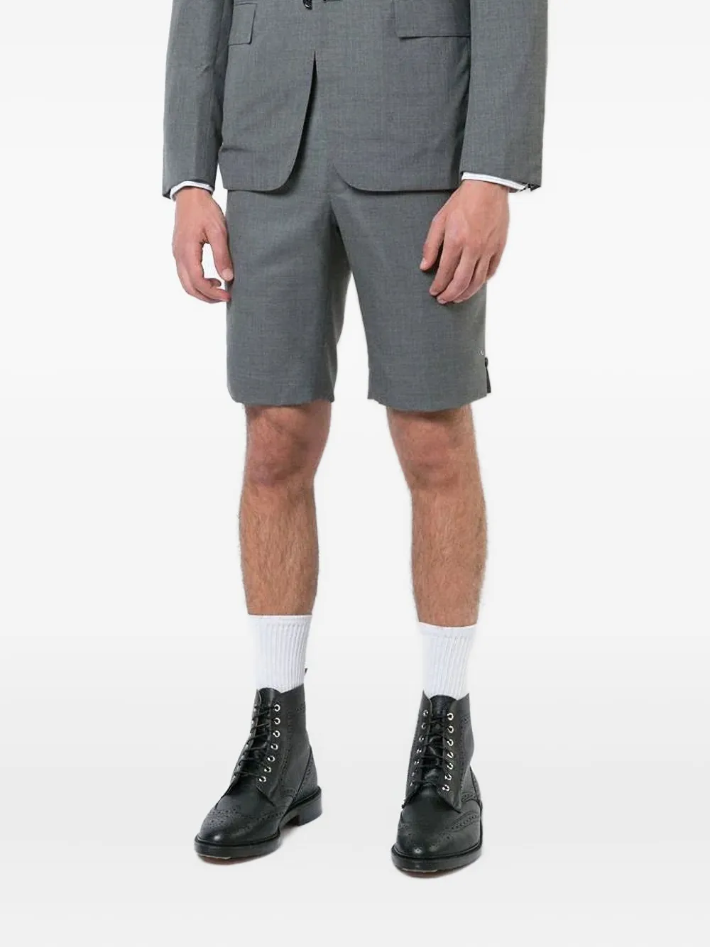 Thom Browne Super 120's twill tailored shorts | Grey | Image 1
