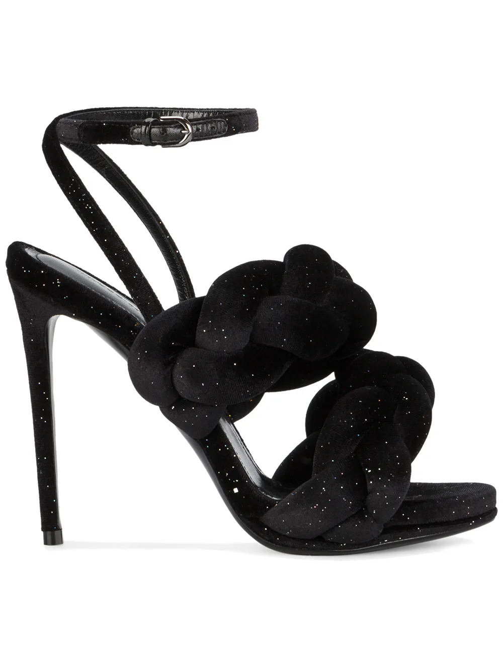 black glitter sandals