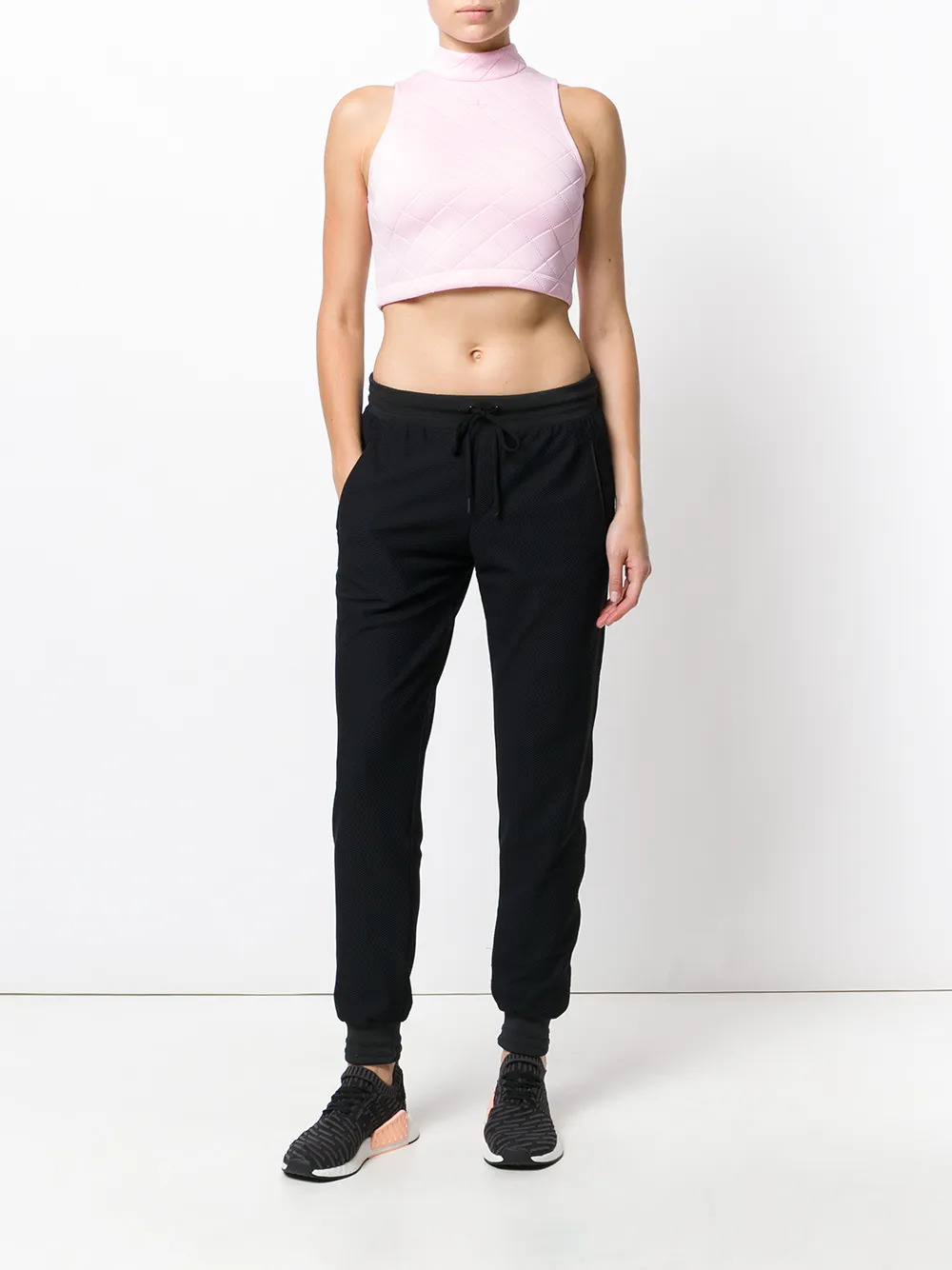 adidas Originals diamond embossed crop top Roze