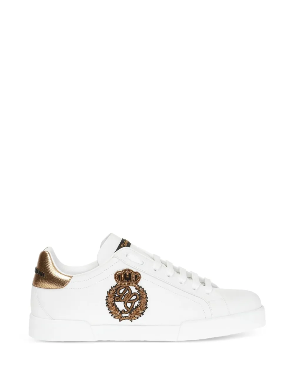 Dolce & Gabbana Portofino leren sneakers met kroonpatch Wit