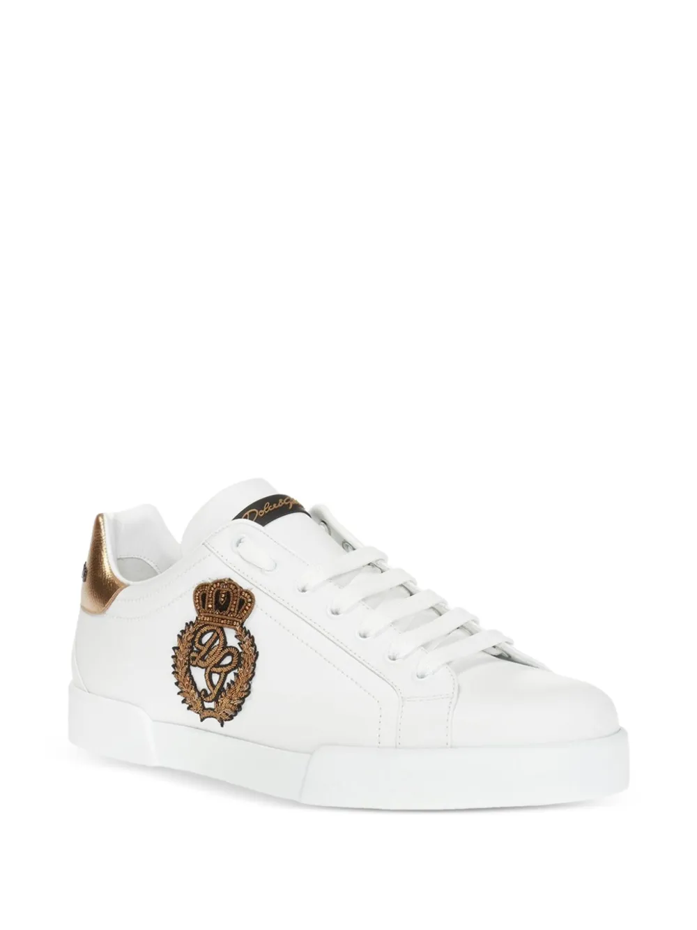 Dolce & Gabbana Portofino leren sneakers met kroonpatch Wit