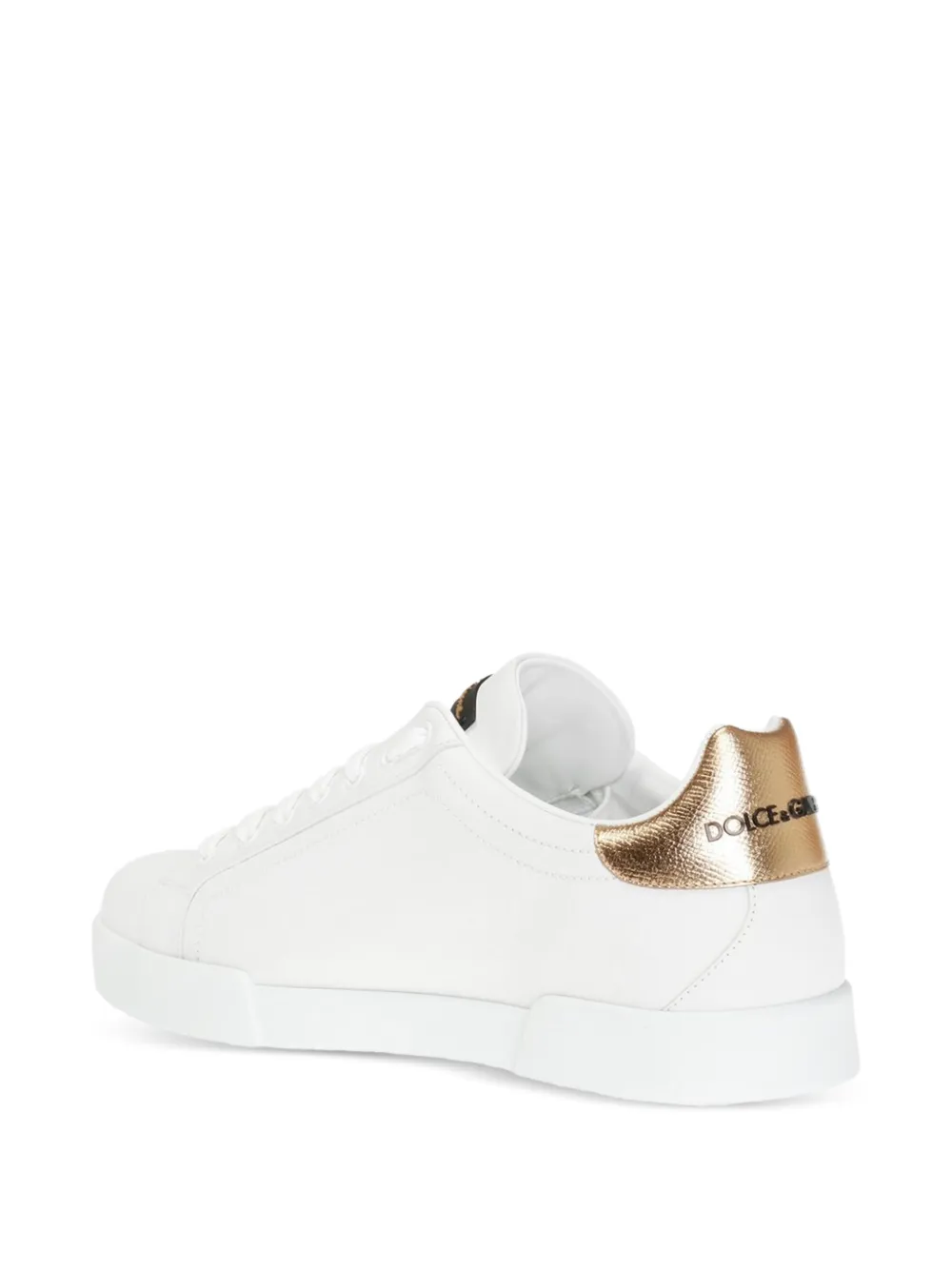Dolce & Gabbana Portofino leren sneakers met kroonpatch Wit