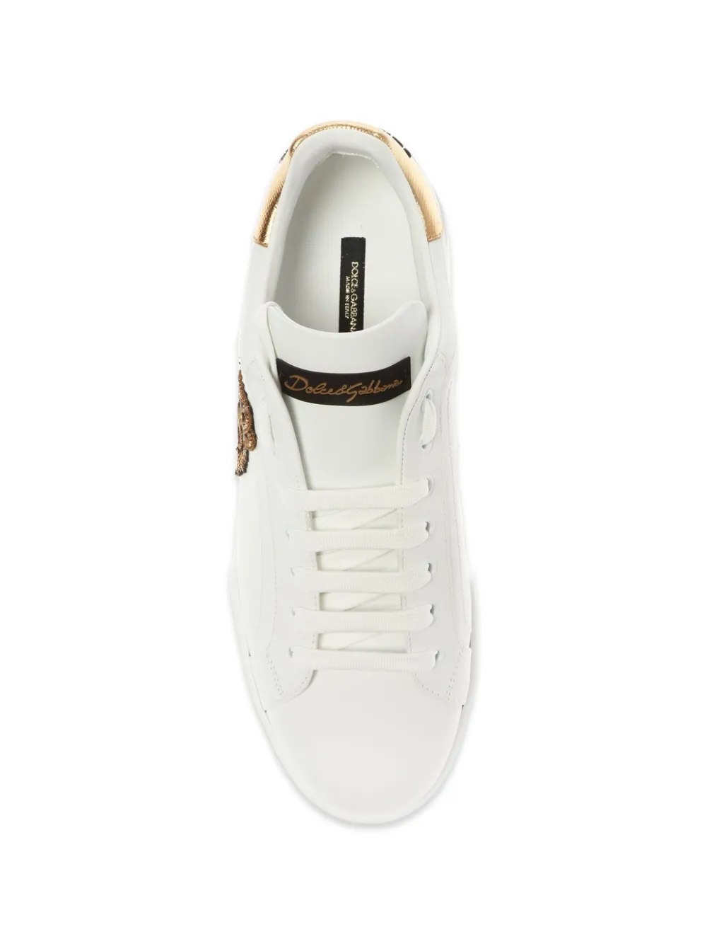 Dolce & Gabbana Portofino leren sneakers met kroonpatch Wit