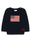 POLO RALPH LAUREN KIDS flag-embroidered knitted sweater - Blue