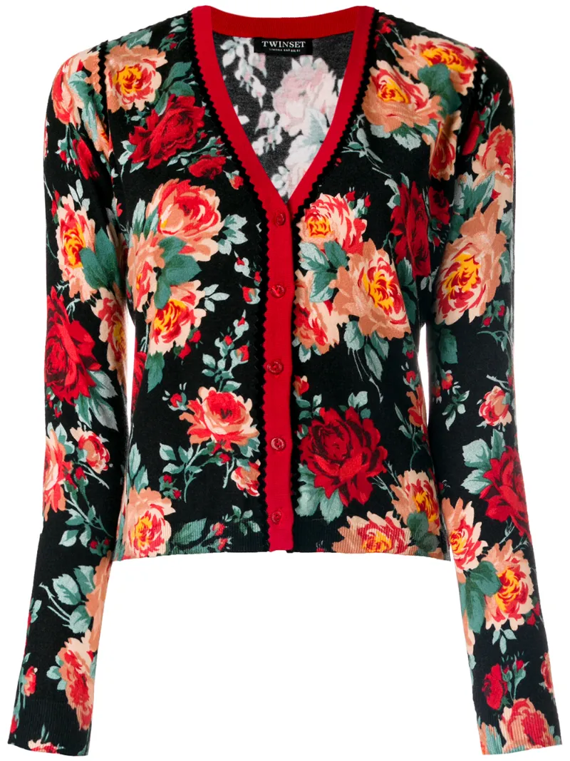 Twin-Set - floral embroidered cardigan - women - Polyamide/Polyester/Viscose - L