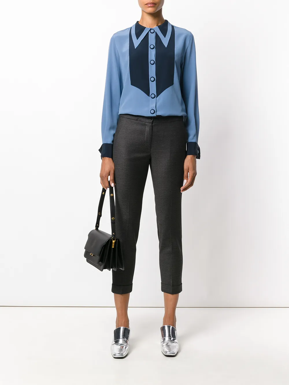 ETRO geometric detail tonal shirt - Blauw