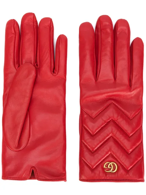 Click to view more detailed imagery on our partner's website Gucci Gg Marmont Chevron Quilted Leather Gloves In 6400