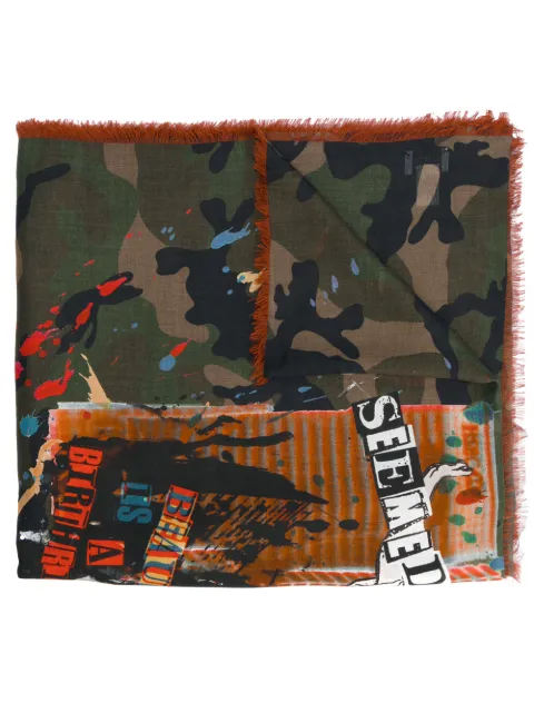 Valentino Garavani thin camouflage print scarf