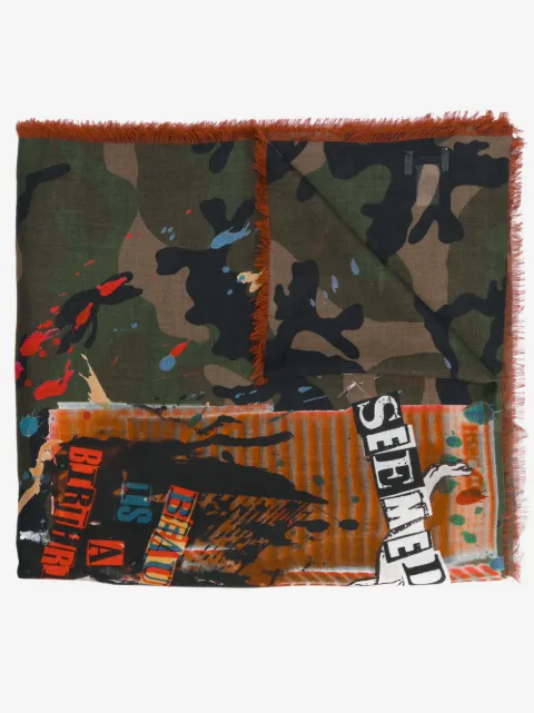 Valentino Garavani thin camouflage print scarf
