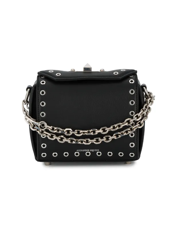 Alexander Mcqueen Black Eyelet Box Mini Leather Bag Farfetch Alexander Mcqueen Black Eyelet Box Mini