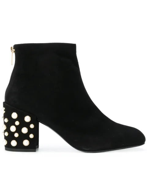 pearl heel booties