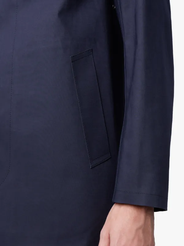 Navy Bonded Cotton Short Mackintosh Coat