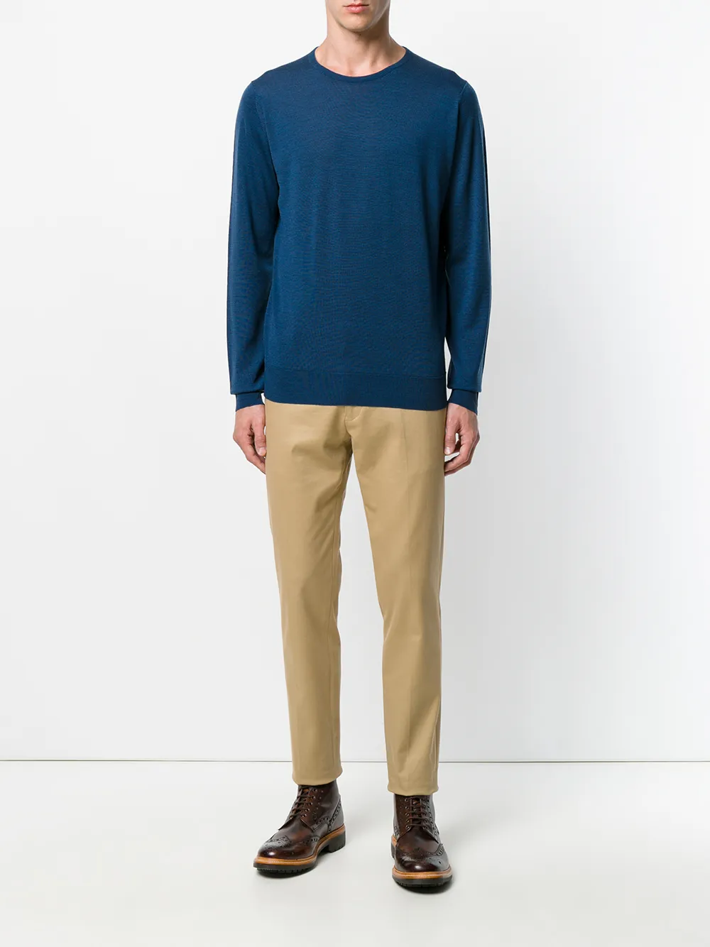 John Smedley trui met ronde hals - Blauw