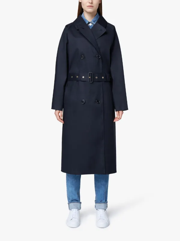 Black Bonded Cotton Oversized Trench Coat