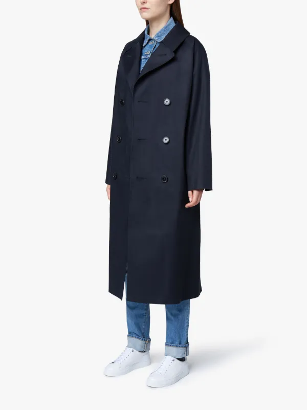 Black Bonded Cotton Oversized Trench Coat